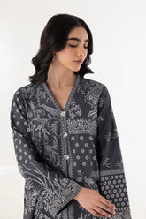 Stitched Charcoal Printed Shirt + Dupatta